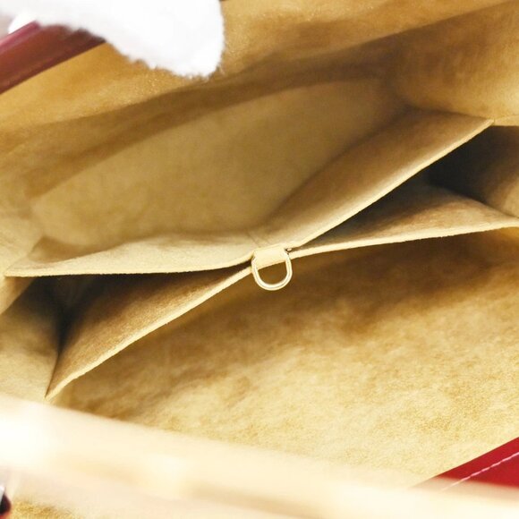 CARTIER Logo Trinity Tricolor Handle Hand Bag Leather Red France 76KB453 - Picture 9 of 14